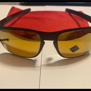 NEW* Oakley HOLBROOK METAL BLACK POLARIZED Galaxy GOLD 24k Sunglass 4123